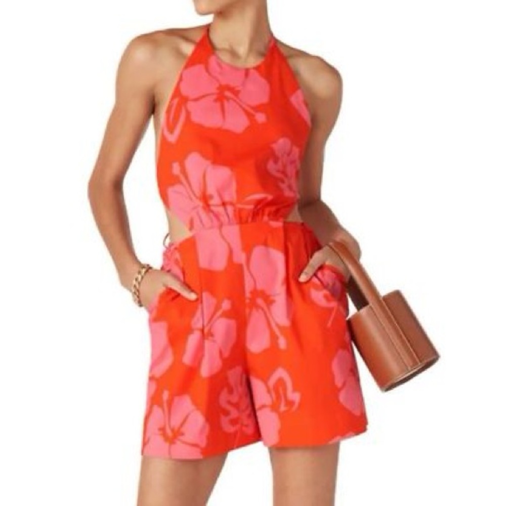 STAUD Georgia Floral Halter Romper